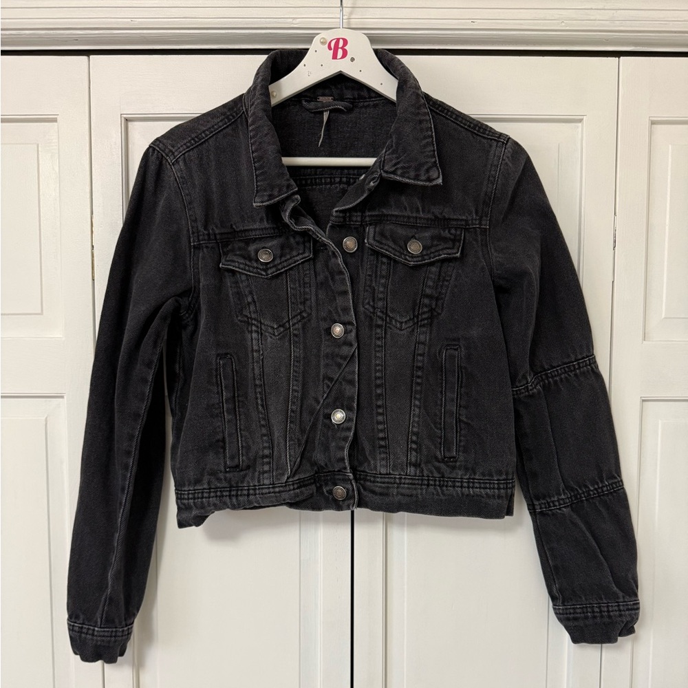 Free People Women’s We the Free Rumors Denim Jacket Black 100% Cotton Grunge - Picture 2 of 8
